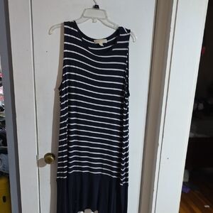 Navy and White Striped Sleeveless Dress